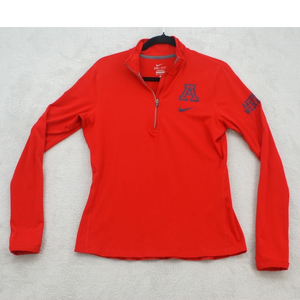 Nike Arizona Wildcats Dri-FIT 1/4 Zip Pullover Womens M Red NCAA Thumbholes